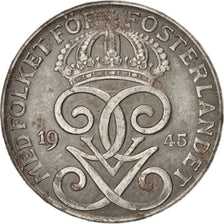 SWEDEN, 2 Ore, 1945, KM #811, EF(40-45), Iron, 21, 3.55