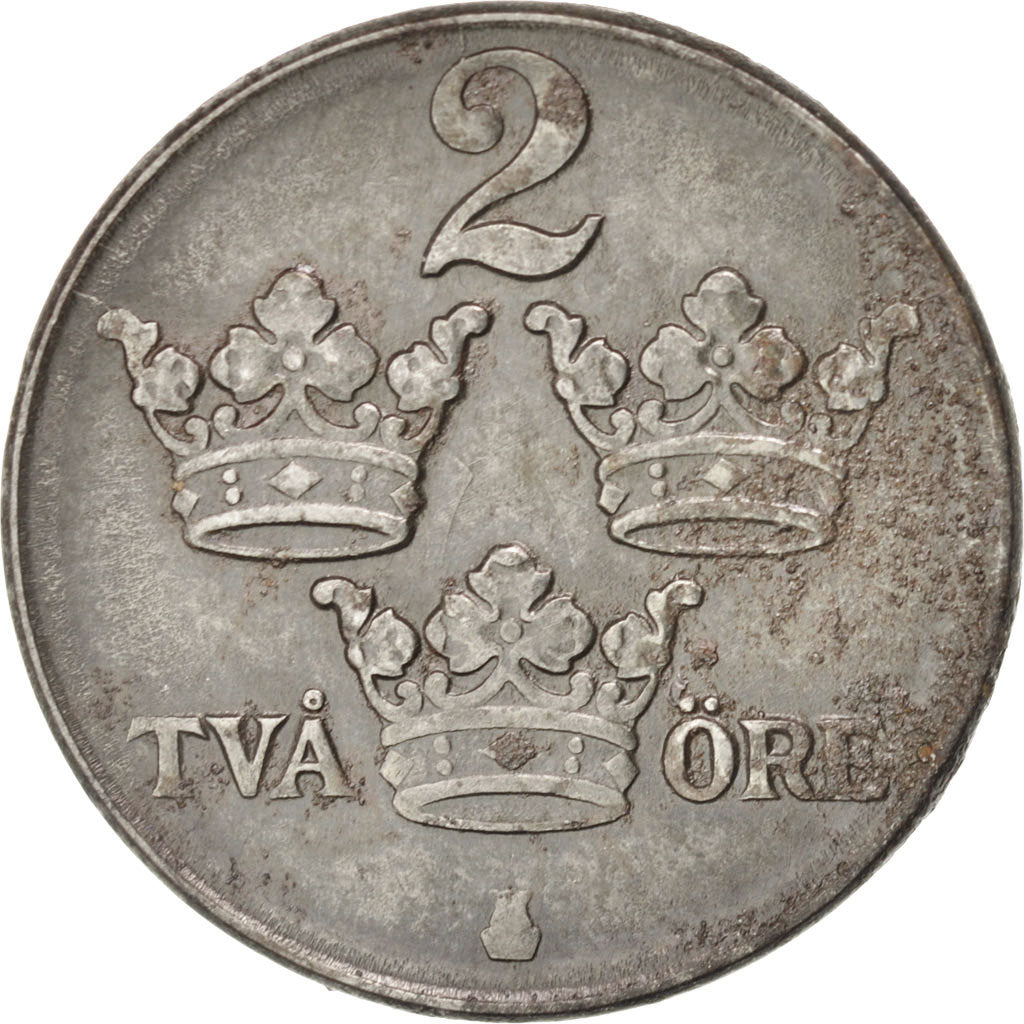SWEDEN, 2 Ore, 1945, KM #811, EF(40-45), Iron, 21, 3.55