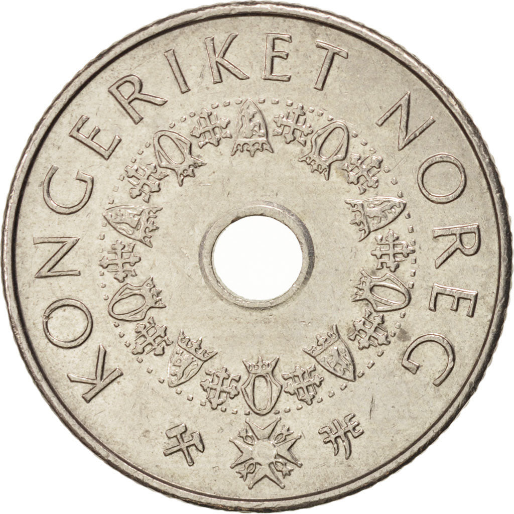 Coin, Norway, Harald V, 5 Kroner, 1998, EF(40-45), Copper-nickel, KM:463