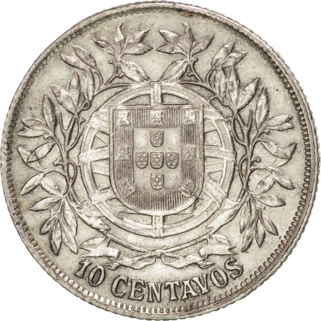 PORTUGAL, 10 Centavos, 1915, KM #563, EF(40-45), Silver, 2.43