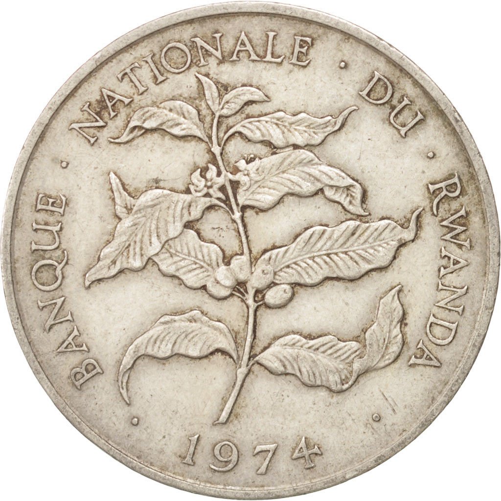 RWANDA, 10 Francs, 1974, British Royal Mint, KM #14.1, EF(40-45),...