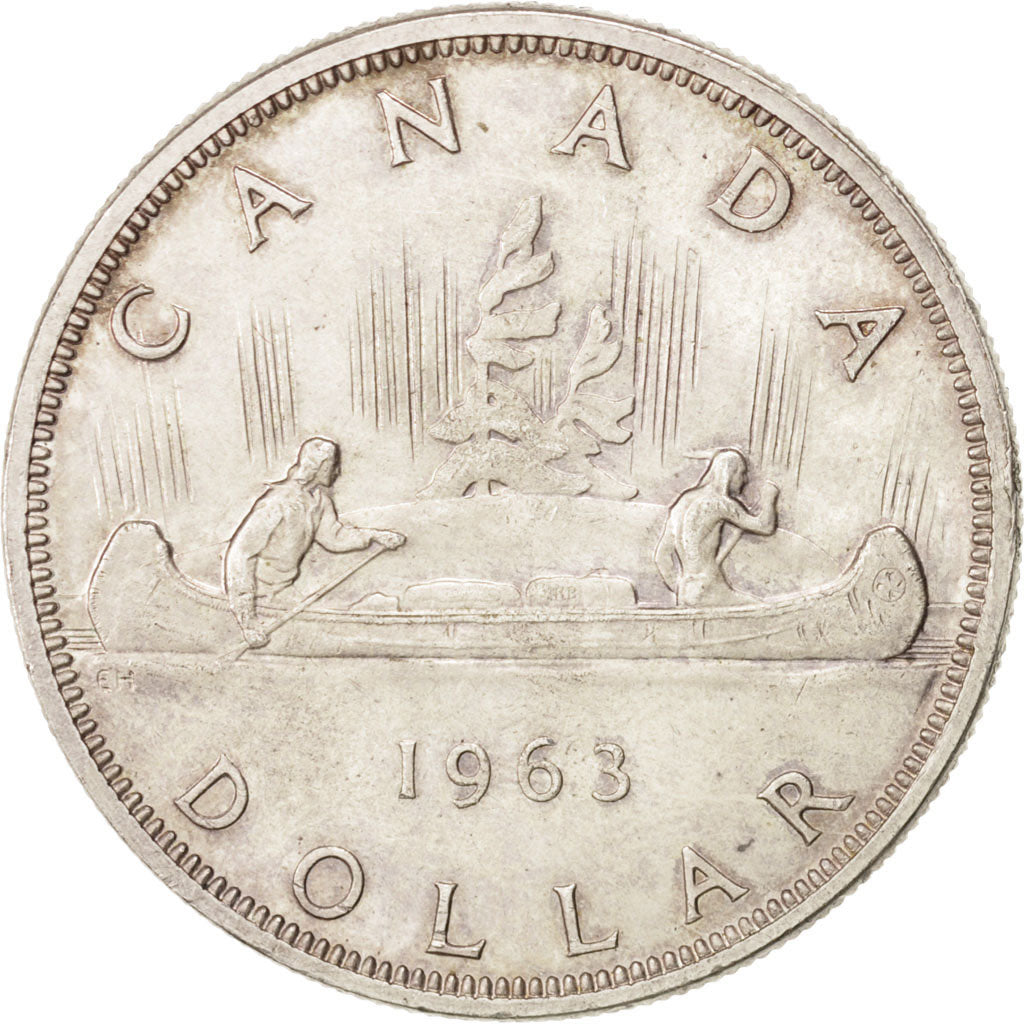 CANADA, Dollar, 1963, Royal Canadian Mint, KM #54, MS(60-62), Silver, 36, 23.39