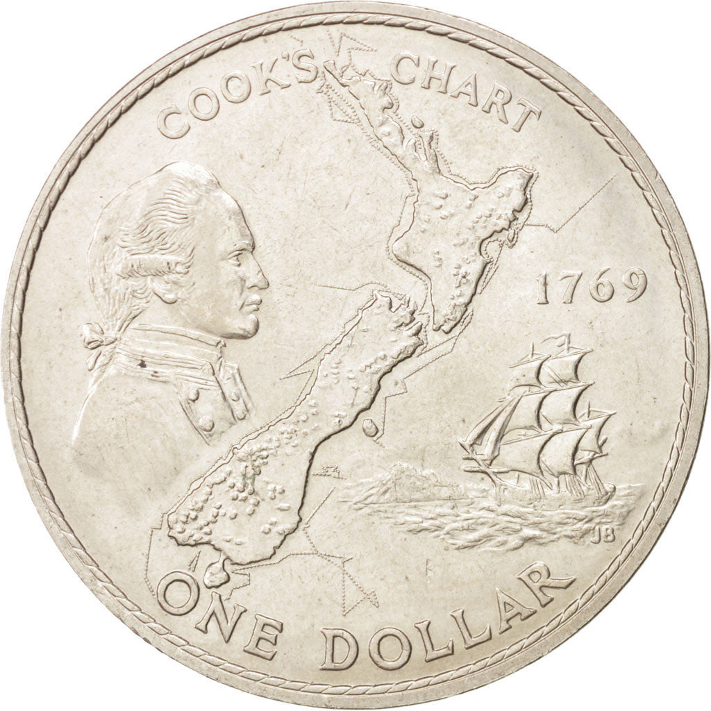 NEW ZEALAND, Dollar, 1969, KM #40.1, AU(55-58), Copper-Nickel, 38.8, 27.13