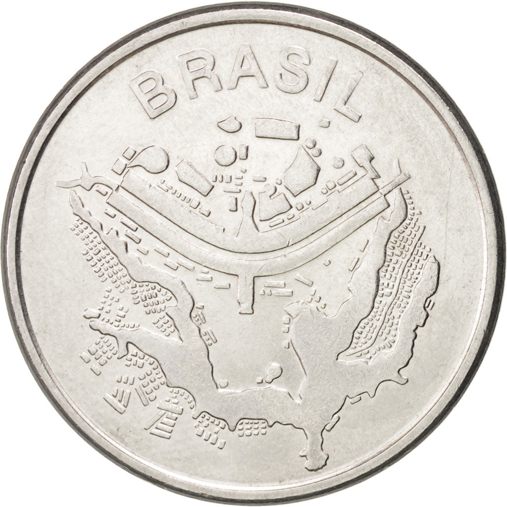 BRAZIL, 50 Cruzeiros, 1981, KM #594.1, AU(55-58), Stainless Steel, 28, 7.26
