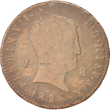 Moneda, España, Ferdinand VII, 8 Maravedis, 1824, Jubia, BC+, Cobre, KM:502.1