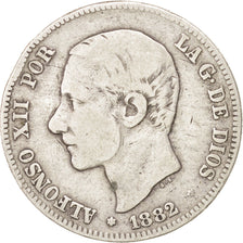 SPAIN, 2 Pesetas, 1882, KM #678.2, F(12-15), Silver, 27, 9.74