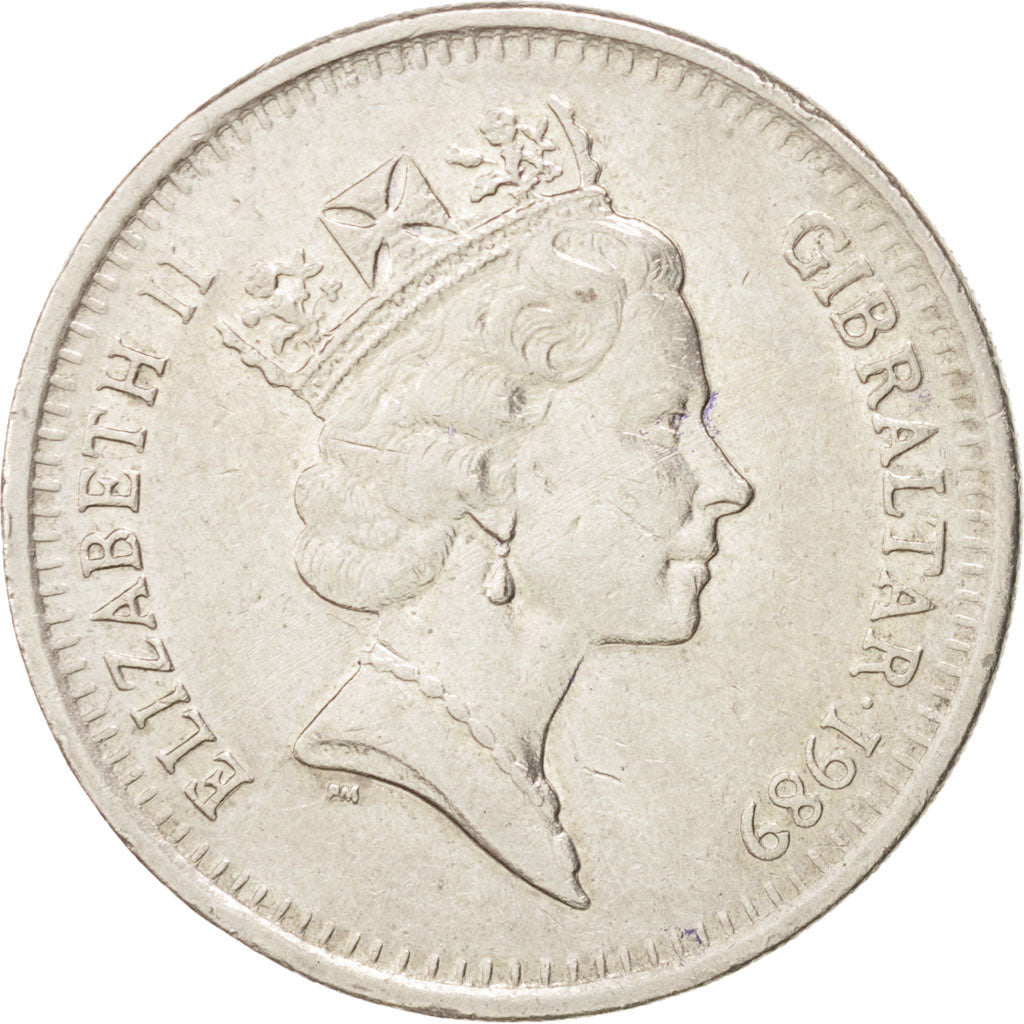 Gibilterra, Elizabeth II, 10 Pence, 1989, BB, Rame-nichel, KM:23.1
