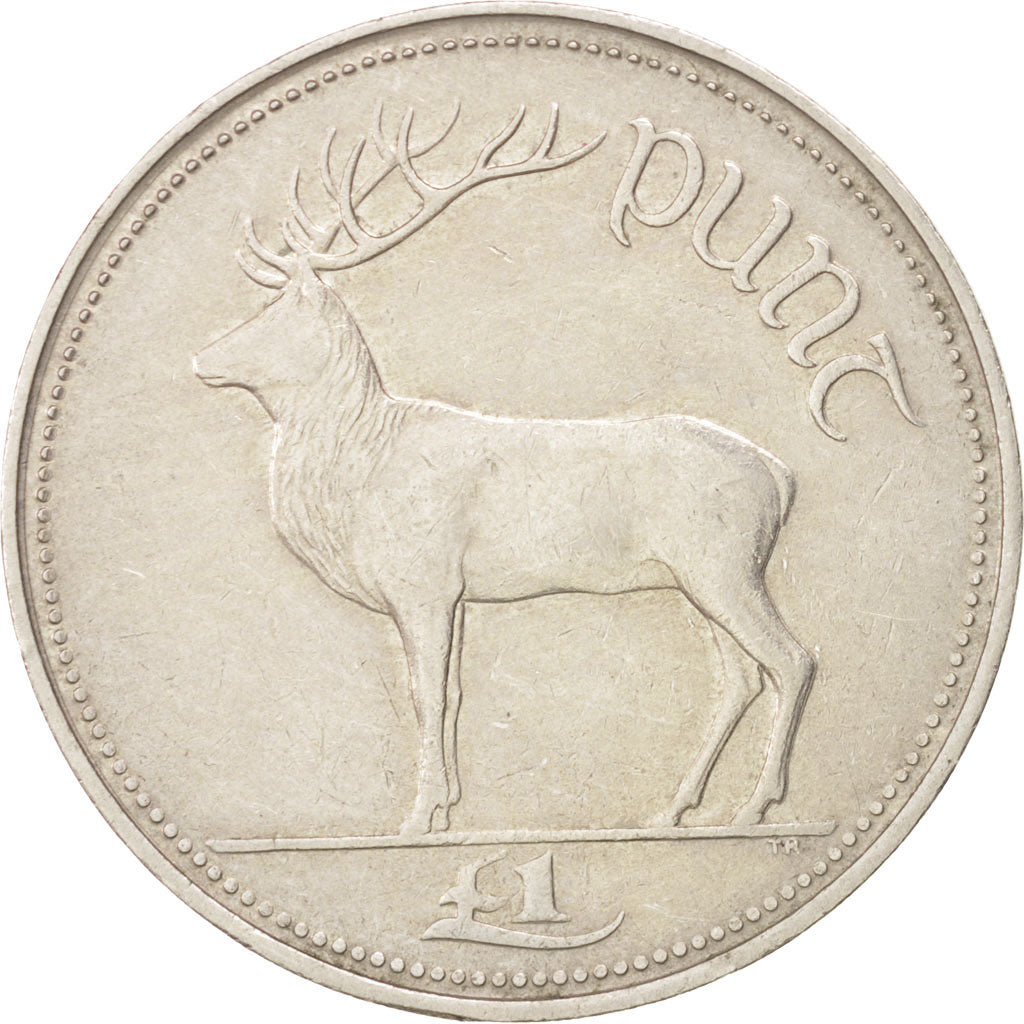 IRELAND REPUBLIC, Punt, Pound, 1990, KM #27, EF(40-45), Copper-Nickel, 31.1,...