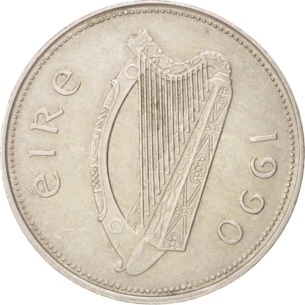 IRELAND REPUBLIC, Punt, Pound, 1990, KM #27, EF(40-45), Copper-Nickel, 31.1,...
