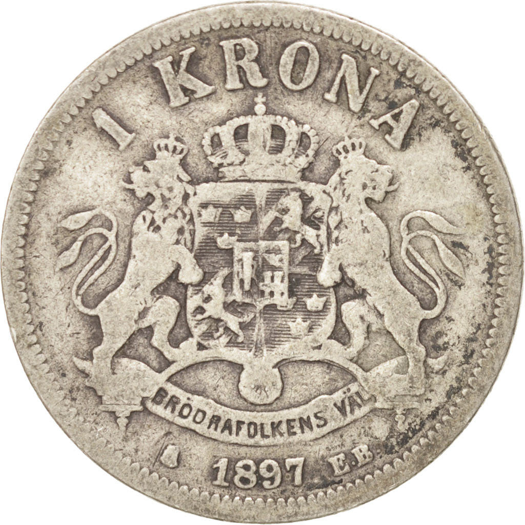 Coin, Sweden, Oscar II, Krona, 1897, F(12-15), Silver, KM:760