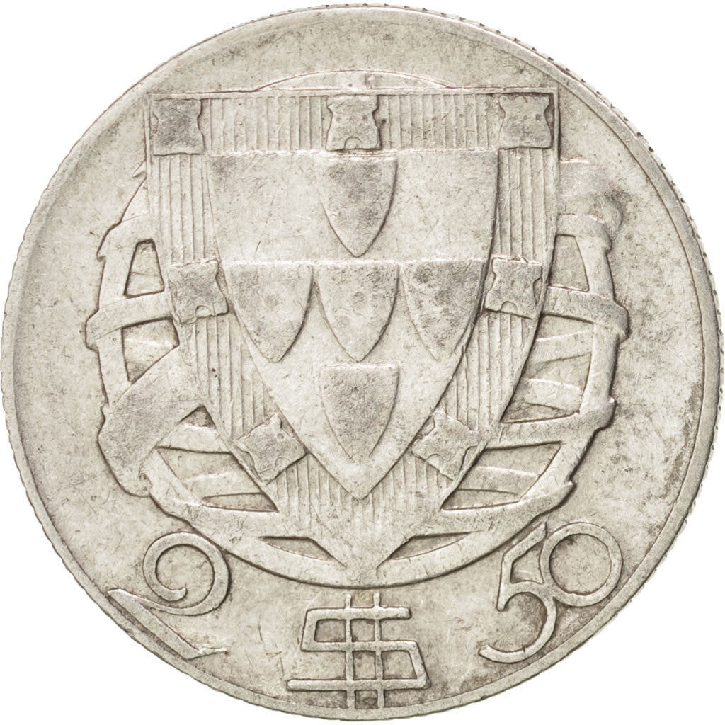 Coin, Portugal, 2-1/2 Escudos, 1951, EF(40-45), Silver, KM:580