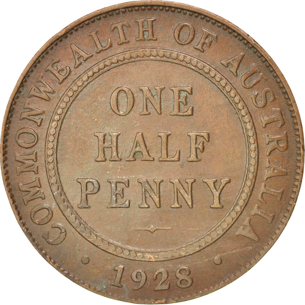Moneta, Australia, George V, 1/2 Penny, 1928, BB+, Bronzo, KM:22