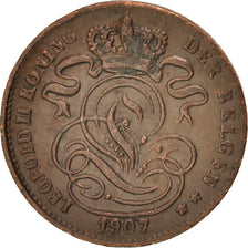 BELGIUM, Centime, 1907, KM #34.1, AU(55-58), Copper, 16.5, 1.98