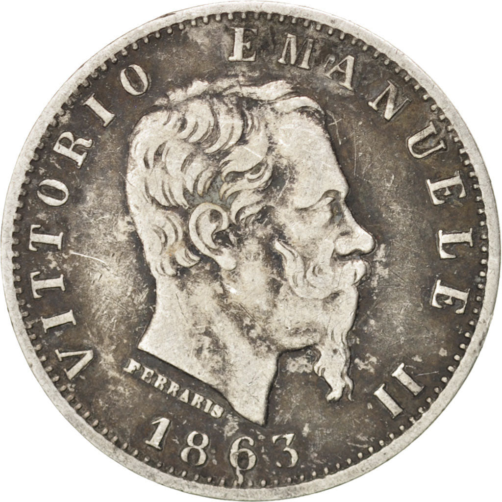 Coin, Italy, Vittorio Emanuele II, 20 Centesimi, 1863, Milan, VF(30-35), Silver