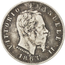 Monnaie, Italie, Vittorio Emanuele II, 20 Centesimi, 1863, Milan, TB+, Argent