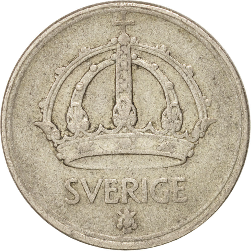 SWEDEN, 50 Ore, 1945, KM #817, EF(40-45), Silver, 22, 4.84