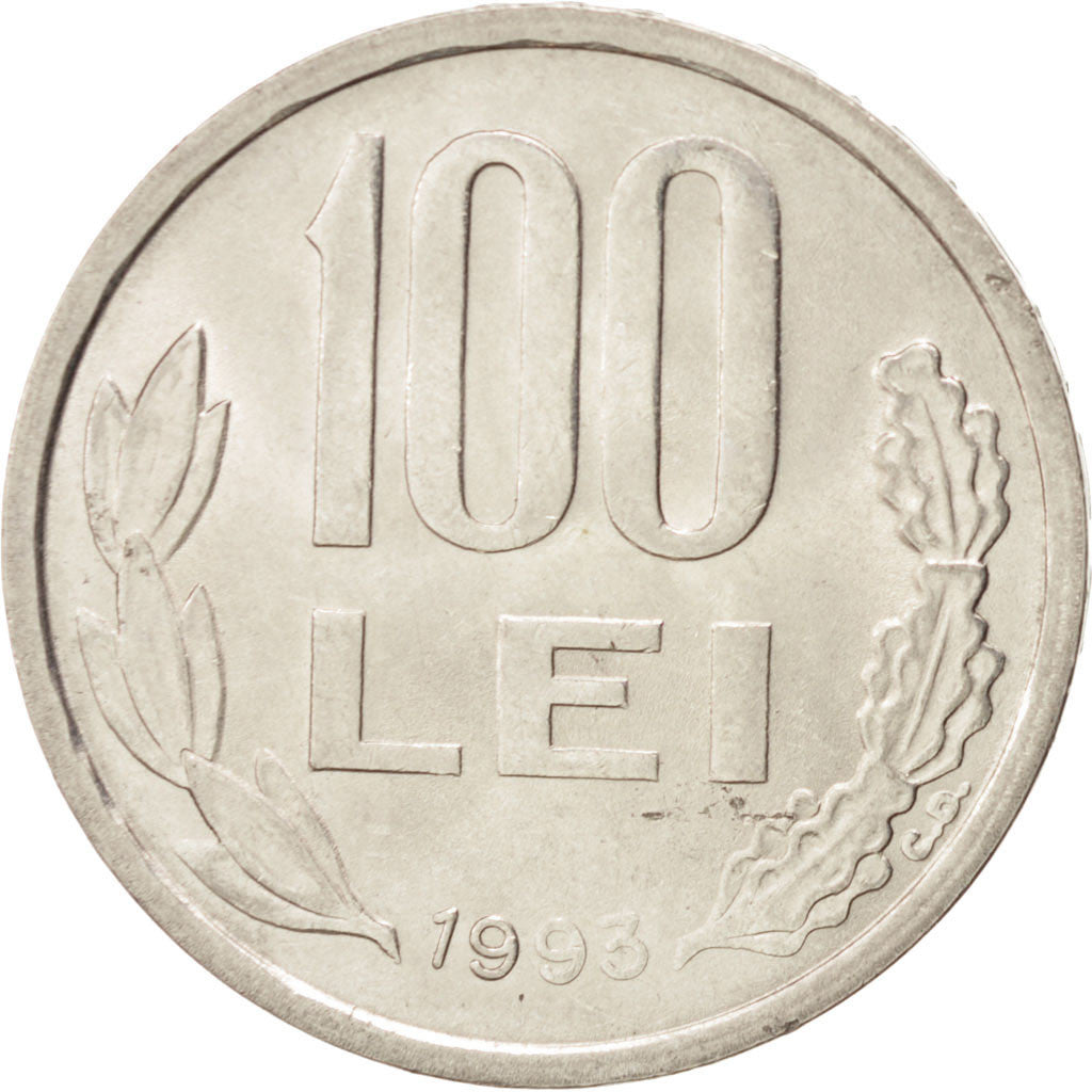 ROMANIA, 100 Lei, 1993, KM #111, MS(63), Nickel Plated Steel, 29, 8.75