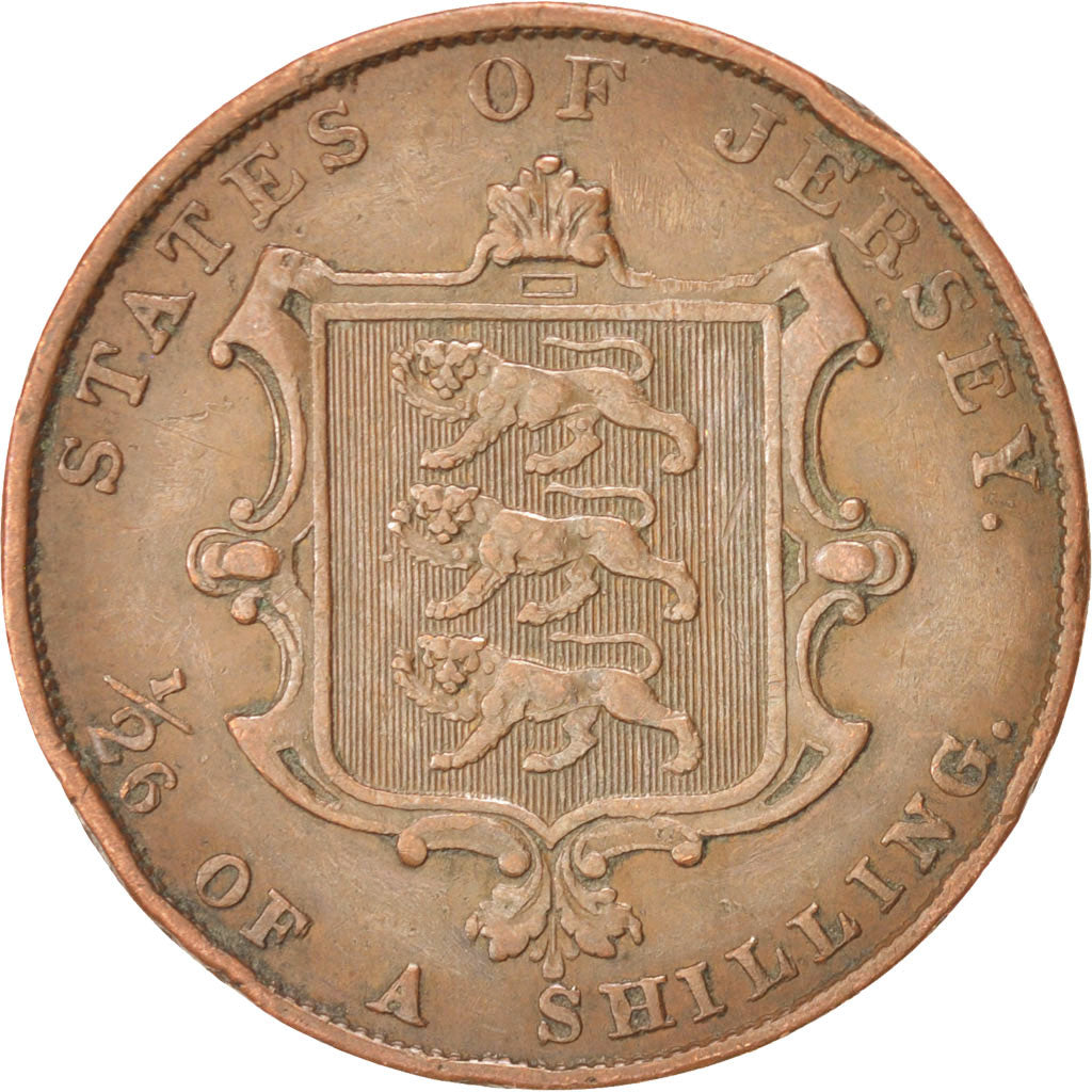 JERSEY, 1/26 Shilling, 1851, KM #2, EF(40-45), Copper, 8.85