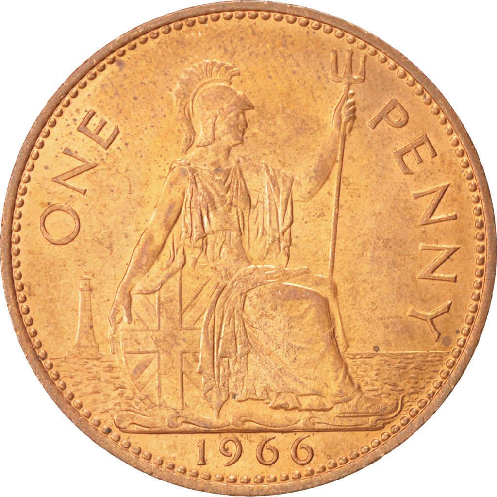 Coin, Great Britain, Elizabeth II, Penny, 1966, MS(60-62), Bronze, KM:897