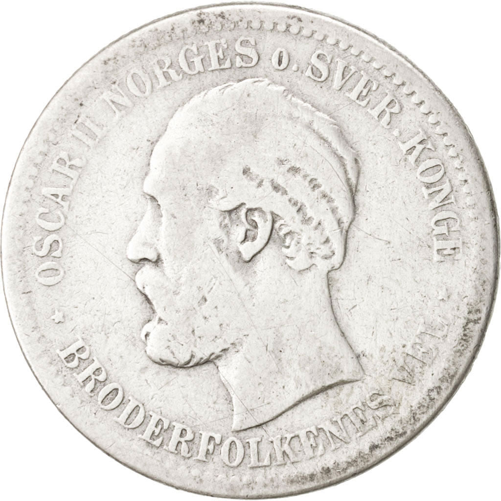 NORWAY, Krone, 1875, KM #351, F(12-15), Silver, 7.27