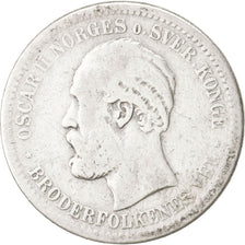 NORWAY, Krone, 1875, KM #351, F(12-15), Silver, 7.27
