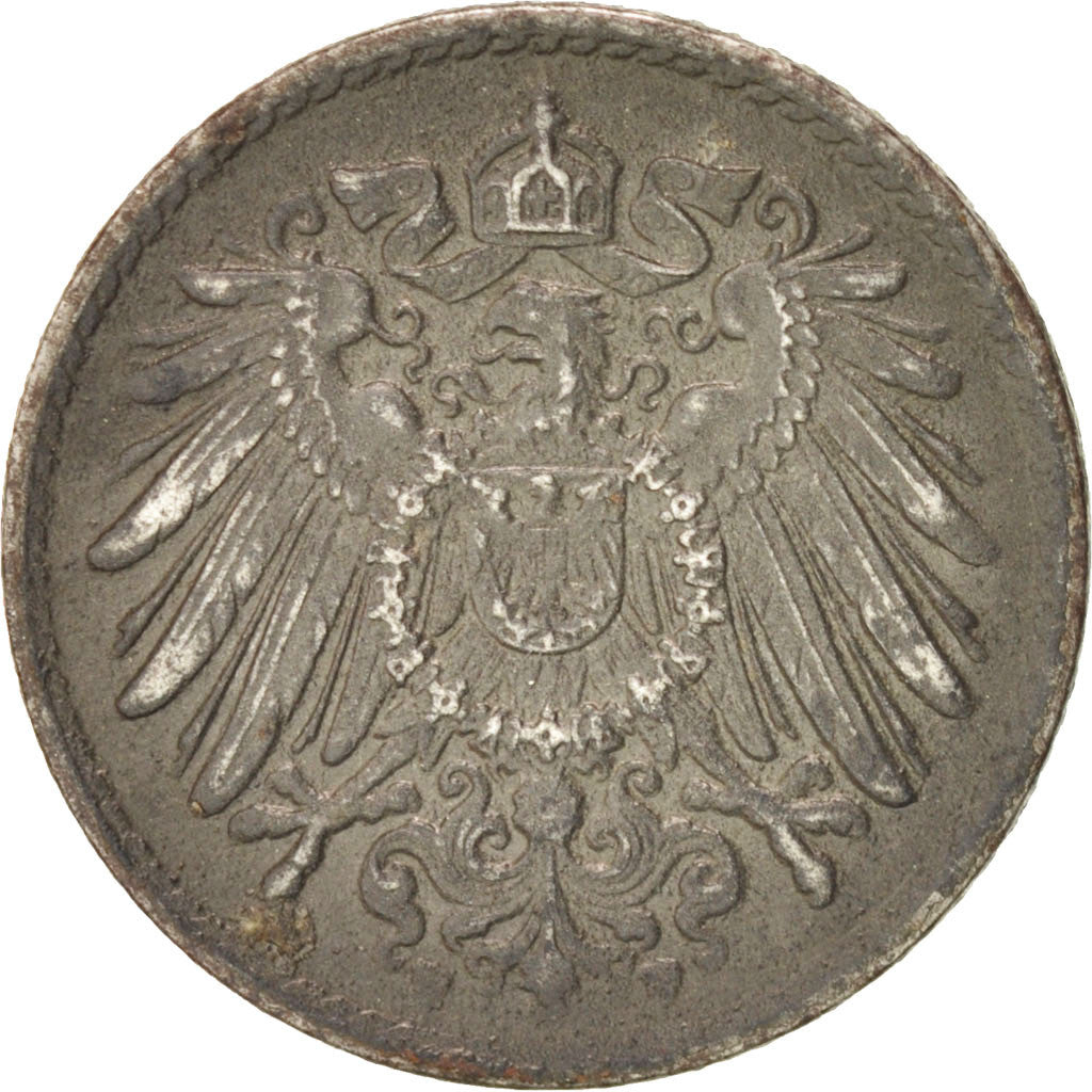 Coin, GERMANY - EMPIRE, 5 Pfennig, 1917, Stuttgart, EF(40-45), Iron, KM:19