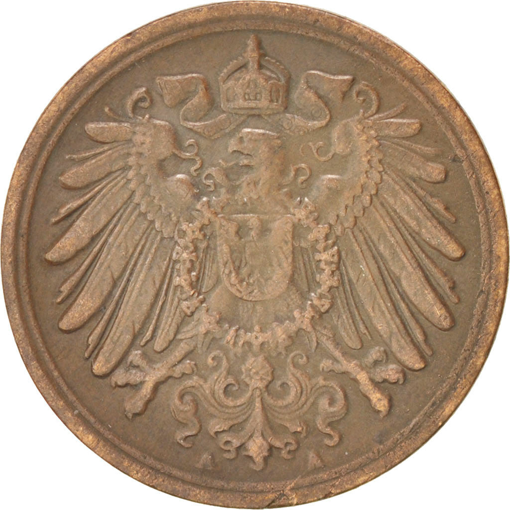 Coin, GERMANY - EMPIRE, Wilhelm II, Pfennig, 1908, Berlin, AU(55-58), Copper