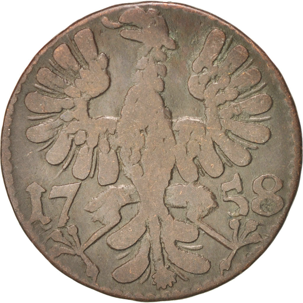 GERMAN STATES, 12 Heller, 1758, KM #51, VF(30-35), Copper, 4.26