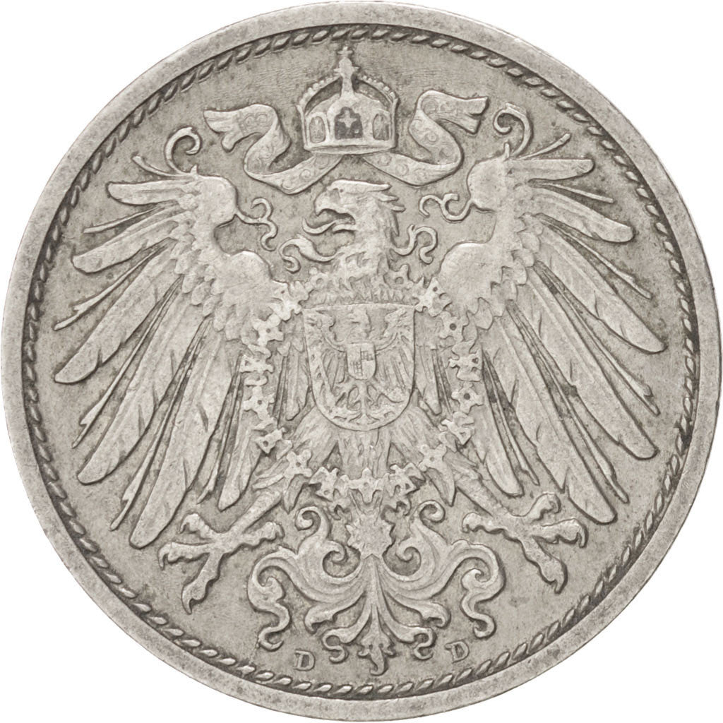 GERMANY - EMPIRE, 10 Pfennig, 1908, Munich, KM #12, EF(40-45), Copper-Nickel,...
