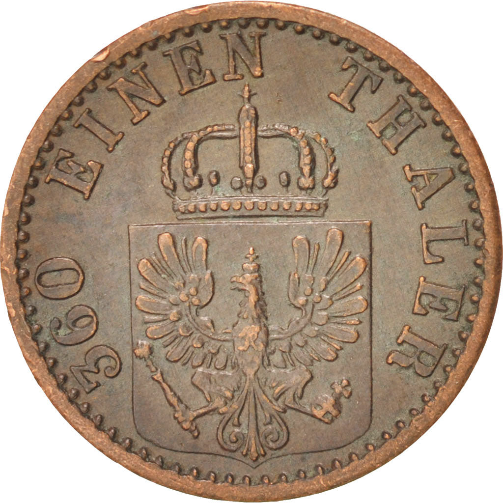 Coin, German States, PRUSSIA, Wilhelm I, Pfennig, 1868, Cleves, EF(40-45)