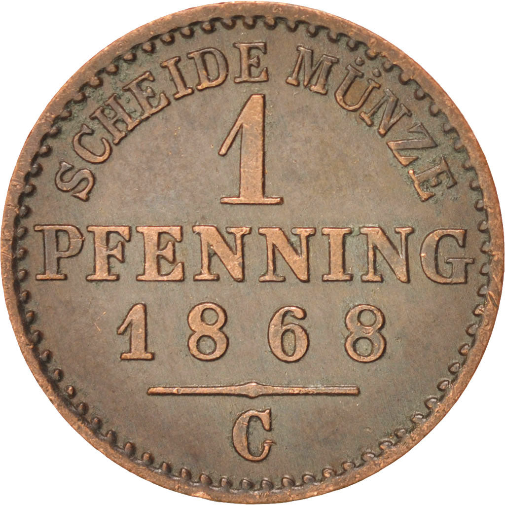 Coin, German States, PRUSSIA, Wilhelm I, Pfennig, 1868, Cleves, EF(40-45)