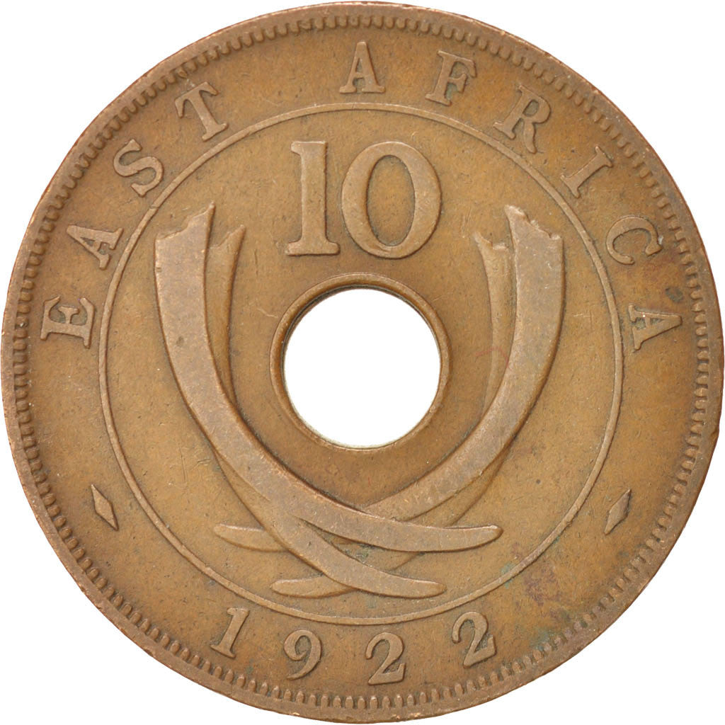 Coin, EAST AFRICA, George V, 10 Cents, 1922, VF(30-35), Bronze, KM:19