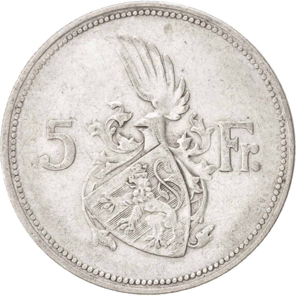 LUXEMBOURG, 5 Francs, 1929, KM #38, EF(40-45), Silver, 27.8, 7.90