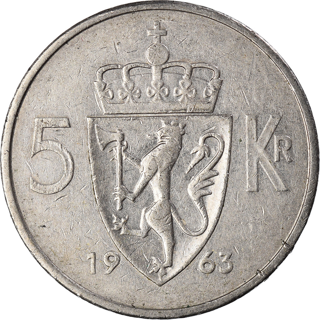 Moneta, Norvegia, 5 Kroner, 1963