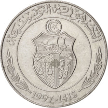 Coin, Tunisia, Dinar, 1997, AU(55-58), Copper-nickel, KM:347