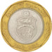 TUNISIA, 5 Dinars, 2002, KM #444, EF(40-45), Bi-Metallic, 29, 9.91