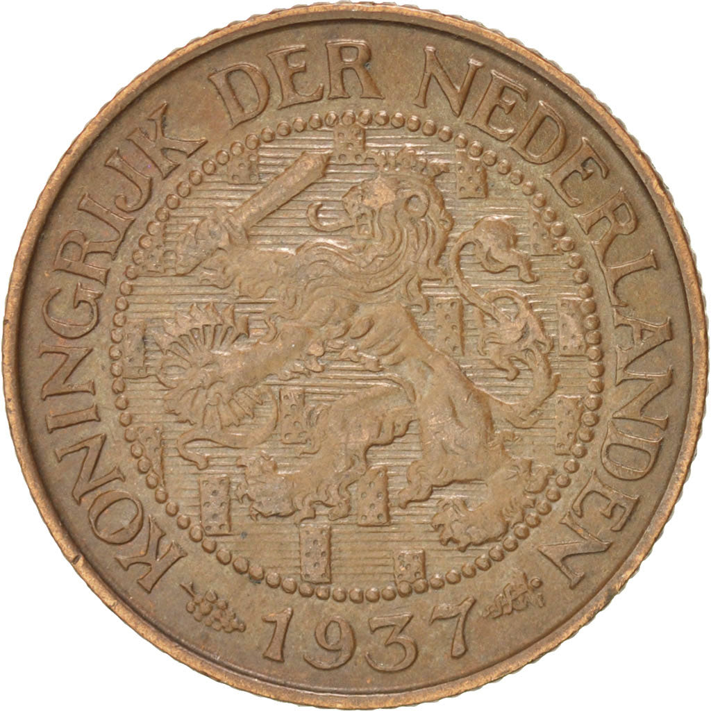 Coin, Netherlands, Wilhelmina I, Cent, 1937, AU(55-58), Bronze, KM:152