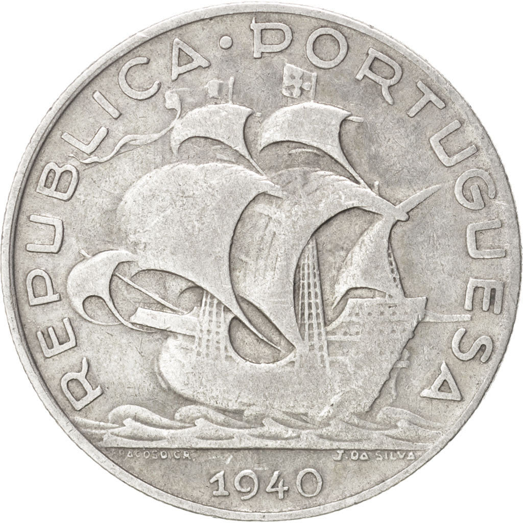 Coin, Portugal, 5 Escudos, 1940, EF(40-45), Silver, KM:581