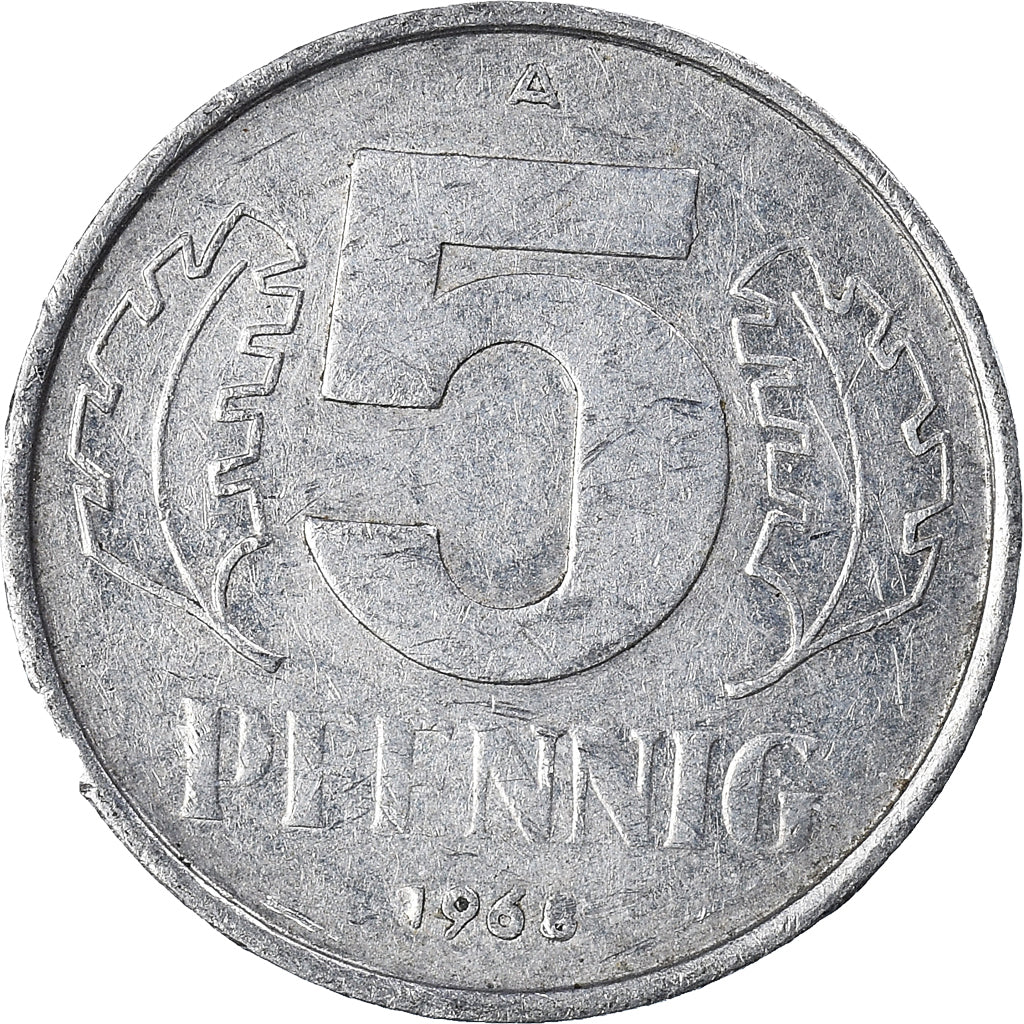 Monnaie, République démocratique allemande, 5 Pfennig, 1968