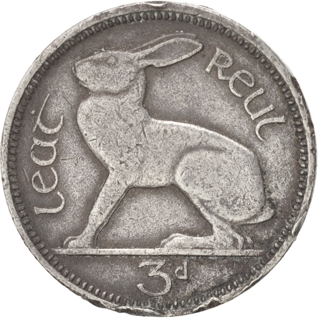 IRELAND REPUBLIC, 3 Pence, 1961, KM #12a, VF(20-25), Copper-Nickel, 18, 3.20
