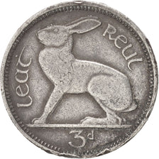IRELAND REPUBLIC, 3 Pence, 1961, KM #12a, VF(20-25), Copper-Nickel, 18, 3.20