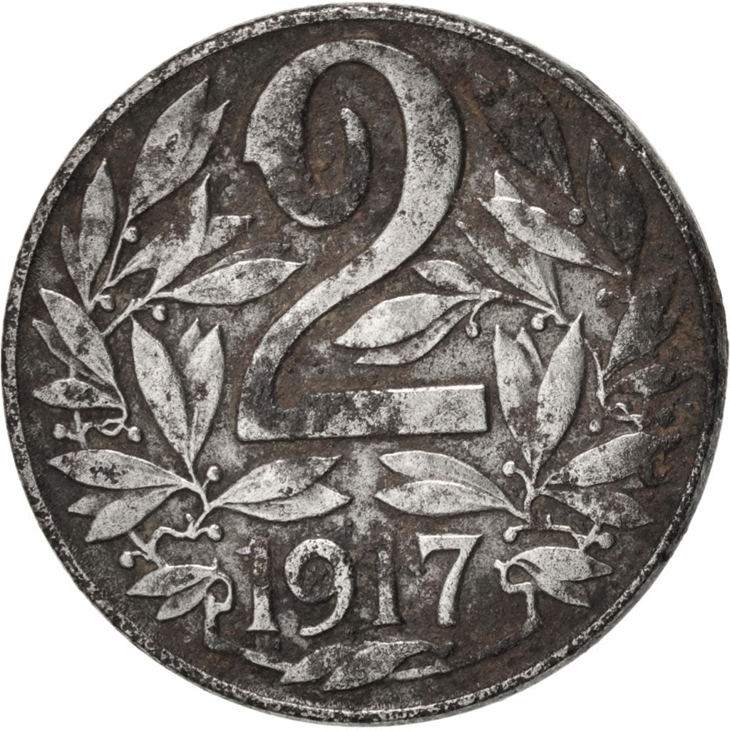 AUSTRIA, 2 Heller, 1917, KM #2824, EF(40-45), Iron, 2.70