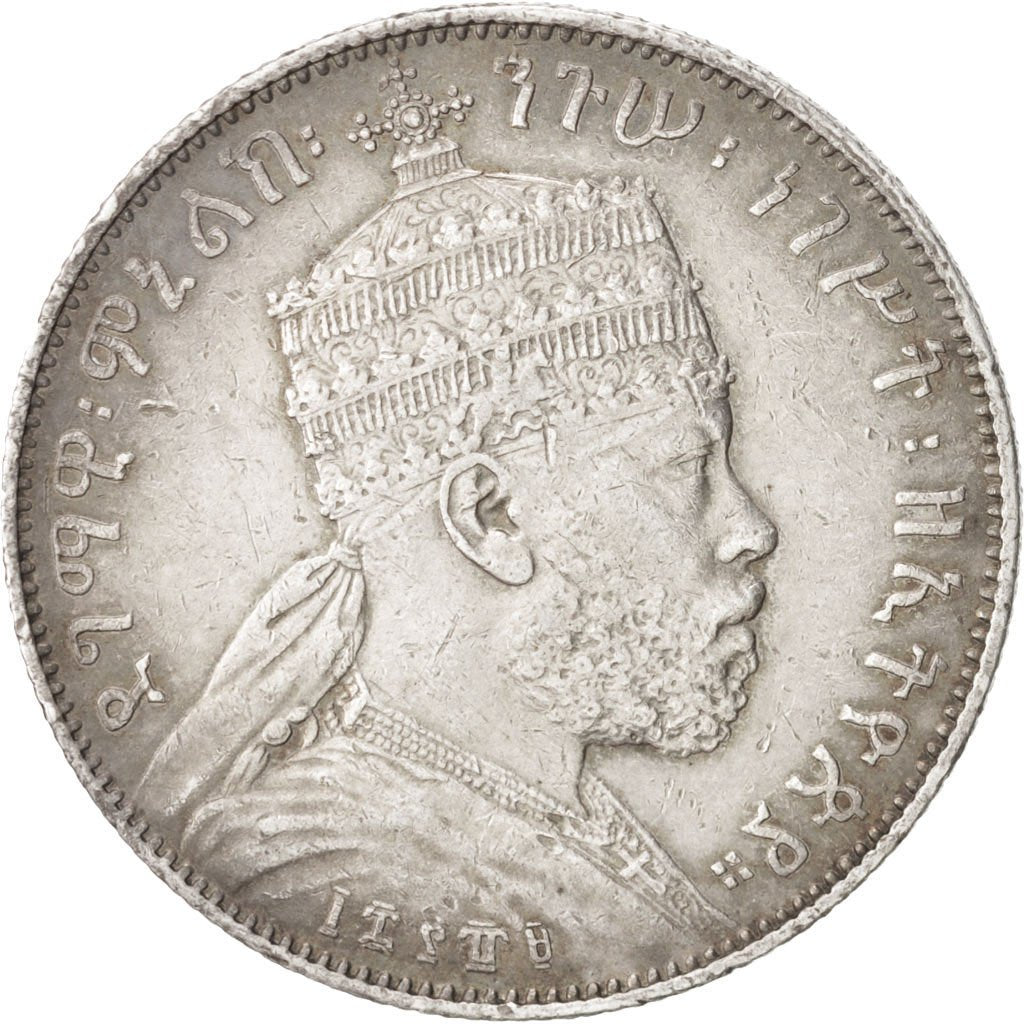 ETHIOPIA, 1/2 Birr, 1897, KM #4, EF(40-45), Silver, 13.98