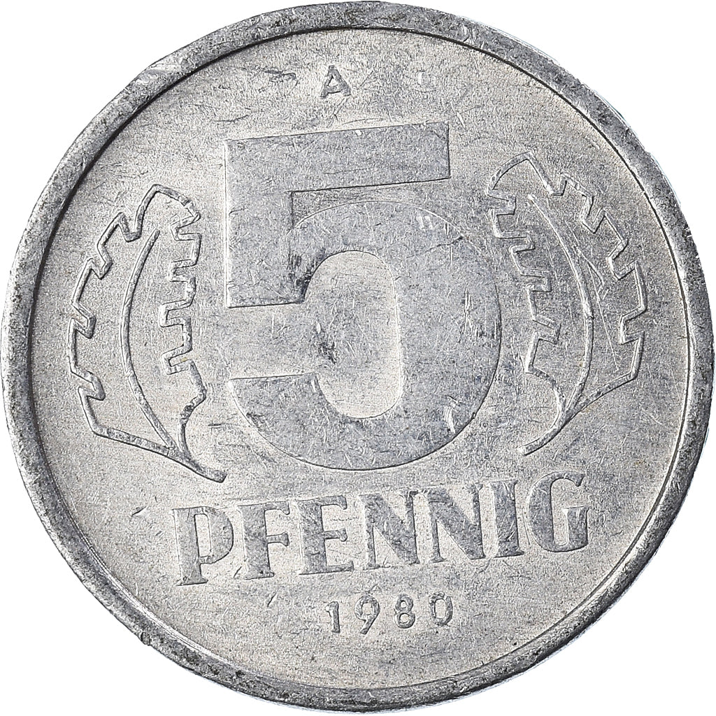 Moneta, REPUBBLICA DEMOCRATICA TEDESCA, 5 Pfennig, 1980