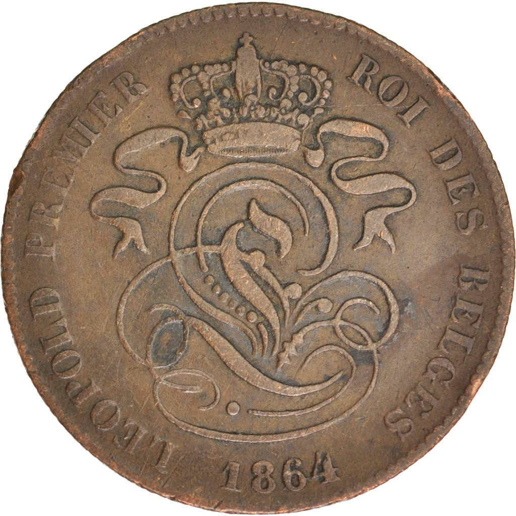 Coin, Belgium, Leopold I, 2 Centimes, 1864, EF(40-45), Copper, KM:4.2