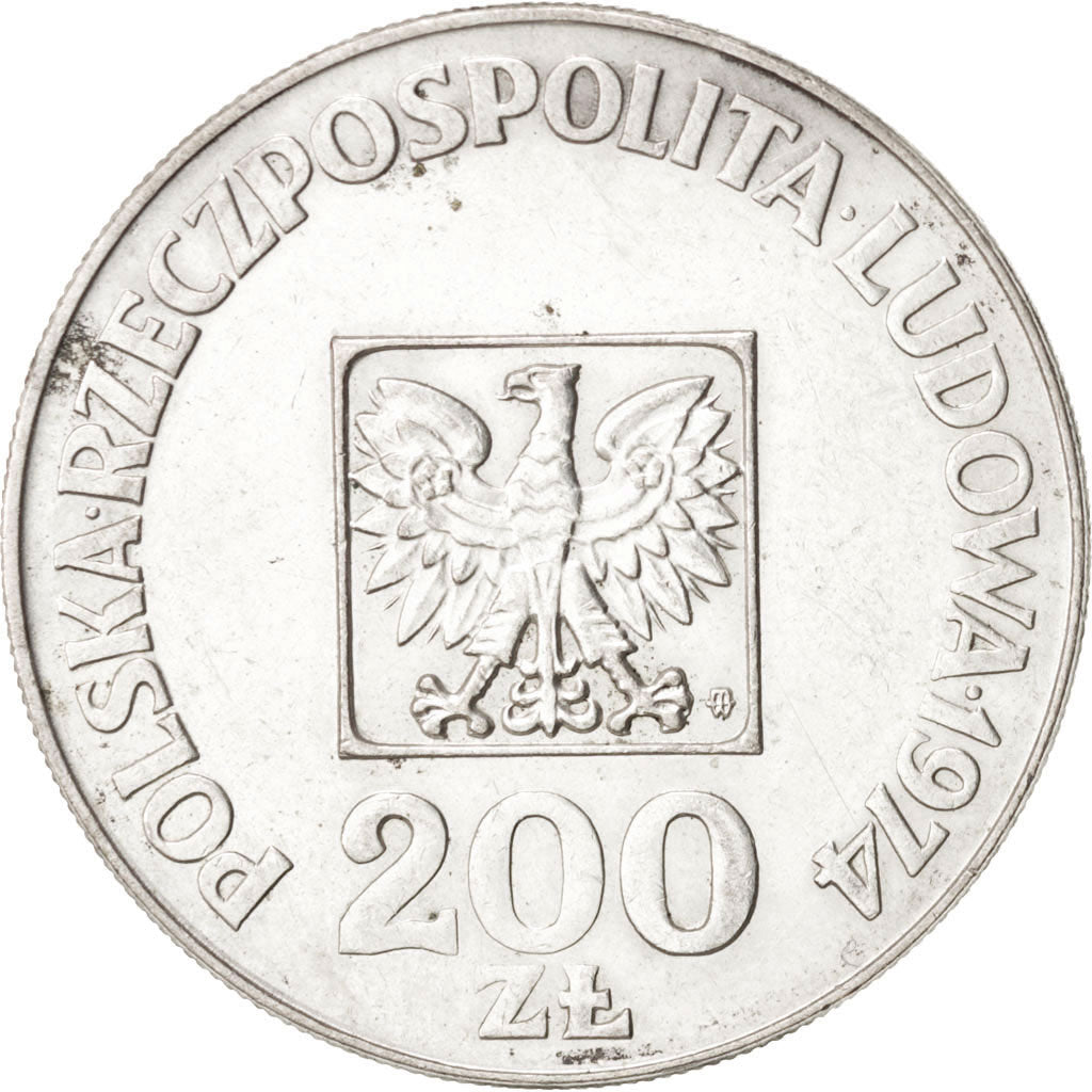 Coin, Poland, 200 Zlotych, 1974, AU(55-58), Silver, KM:72