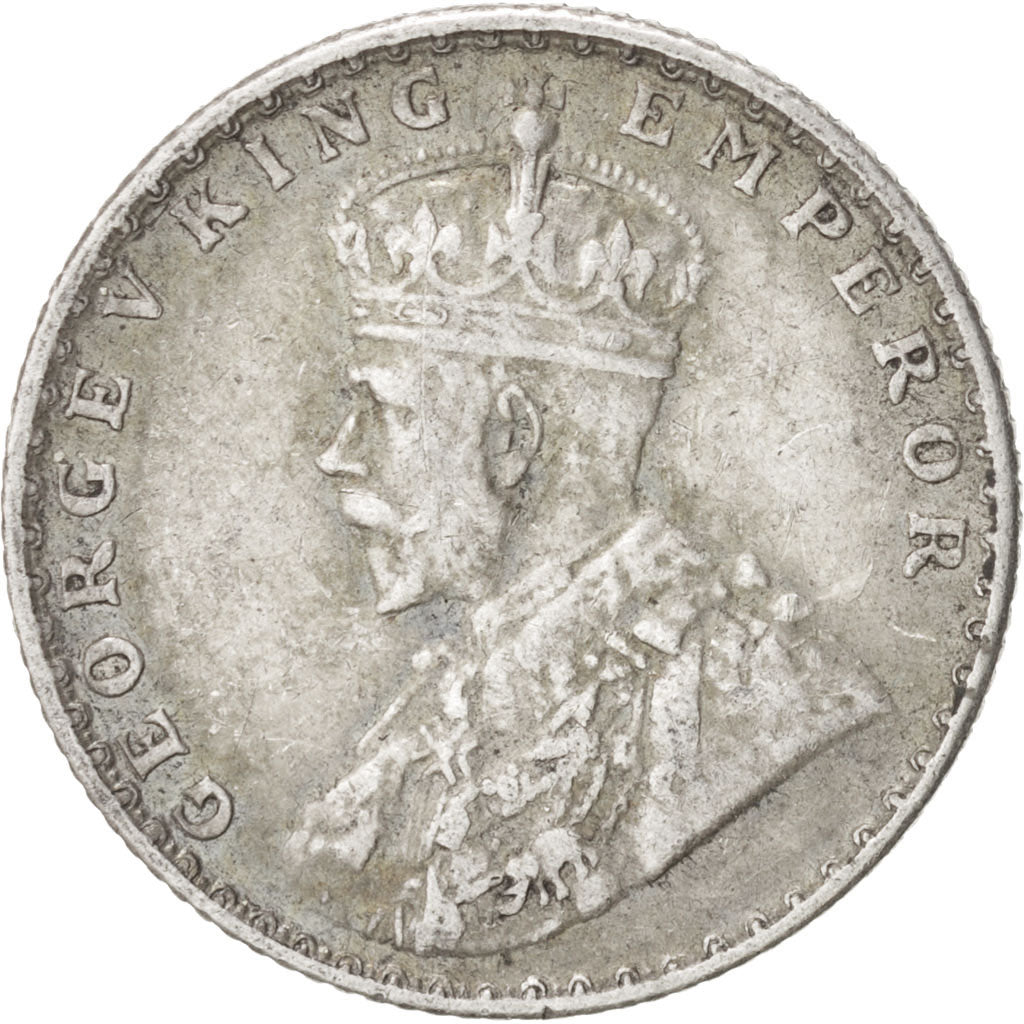 Coin, INDIA-BRITISH, George V, 1/4 Rupee, 1914, EF(40-45), Silver, KM:518