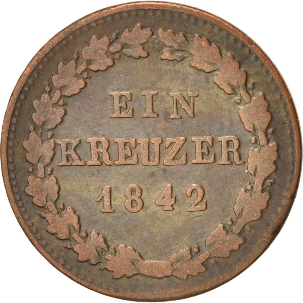 Coin, German States, NASSAU, Adolph, Kreuzer, 1842, Wiesbaden, EF(40-45)