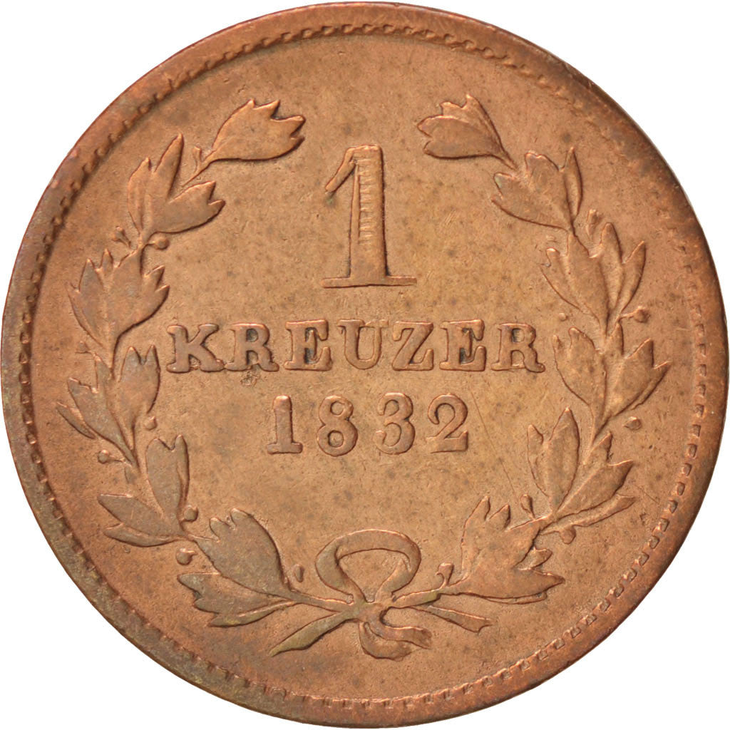 Allemagne, Baden, 1 Kreuzer 1832, KM 197.2