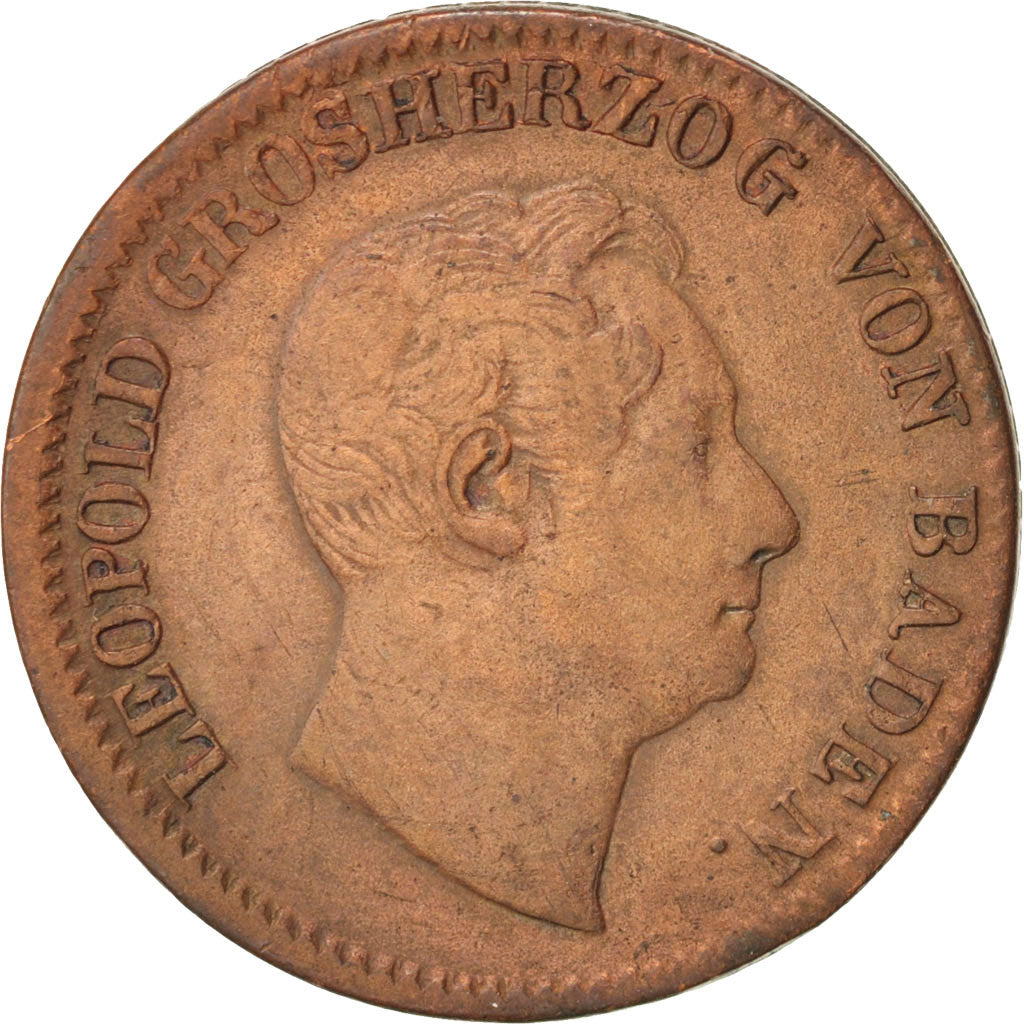 GERMAN STATES, Kreuzer, 1852, KM #218.2, EF(40-45), Copper, 3.99